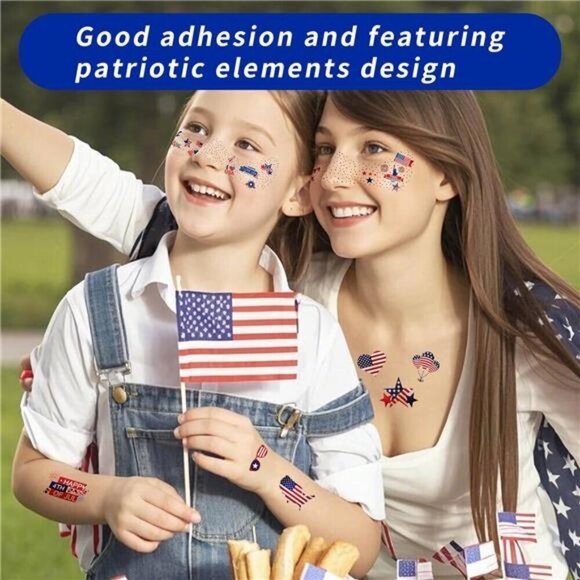 Face Glitter Star Freckles Temporary Tattoos, 4th of July Face USA Patriotic - Picture 3 of 6